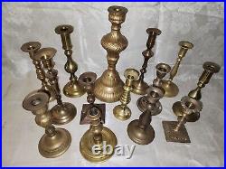 Lot 39 VTG Brass, Bronze Candlesticks Holders Wedding Home Decor Party Antique
