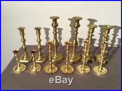 Lot Of 12 Brass Candlesticks Baldwin Rostand Six Sets 5 To 11.5