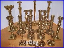 Lot Of 19 Vintage Brass Candlestick Holders Wedding Party Home Decor