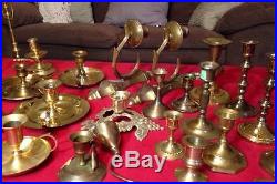 Lot Of 26 Vintage Brass Candlestick Holders & Chambersticks, Estate Finds