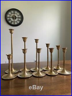 Lot of 10 Vintage Solid Brass Candle Stick Holders Wedding Party Candlesticks