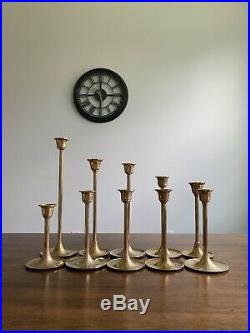 Lot of 10 Vintage Solid Brass Candle Stick Holders Wedding Party Candlesticks