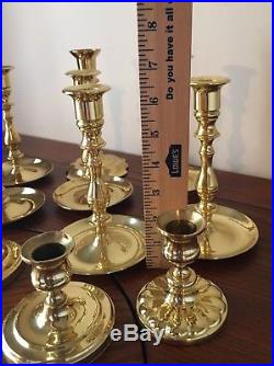 Lot of 11 Vintage BALDWIN Brass Candle Holders Candlesticks Wedding Home Decor