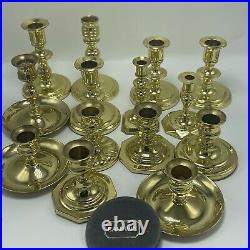 Lot of 14 Mixed Baldwin Brass Candlesticks Forged in USA See Pictures