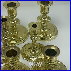 Lot of 14 Mixed Baldwin Brass Candlesticks Forged in USA See Pictures