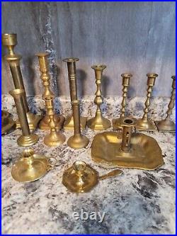 Lot of 15 Vintage Brass Candlesticks Wedding Decoration Home Decor Romantic Gold
