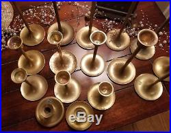 Lot of 16 Vintage Graduated Brass Candlestick Candle Holders Wedding Craft Decor