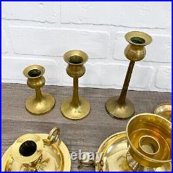 Lot of 18 Vintage Brass Candlestick Skinny Candle Holders Wedding Decor Holiday