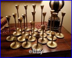 Lot of 19 Vintage Graduated Brass Candlestick Candle Holders Wedding Craft Decor