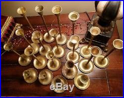 Lot of 19 Vintage Graduated Brass Candlestick Candle Holders Wedding Craft Decor