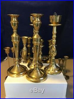 Lot of 19 Vintage Tall shor Brass Candle Holders Candlesticks Wedding Home Decor