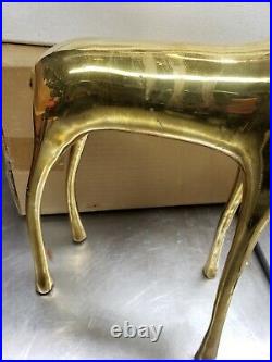 Lot of 2 Pottery Barn Brass Reindeer Candle Holders Orig Boxes w Candles