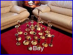 Lot of 20 Solid Brass Candle Holders Candlesticks Patina Wedding Event