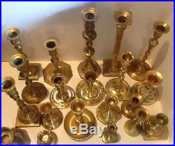 Lot of 20 Vintage Brass Candlestick & Candle Holders Wedding Gold Centerpiece