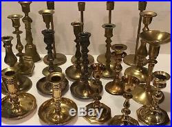 Lot of 20 Vintage Brass Candlestick & Candle Holders Wedding Lot Twenty