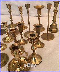 Lot of 20 Vintage Brass Candlestick & Candle Holders Wedding Lot Twenty