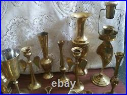 Lot of 20 Vintage Brass Decor Candlesticks Goblet Trivet Wedding, Holiday, Party