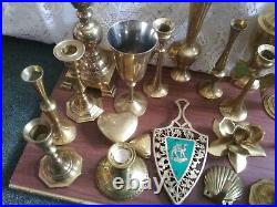 Lot of 20 Vintage Brass Decor Candlesticks Goblet Trivet Wedding, Holiday, Party