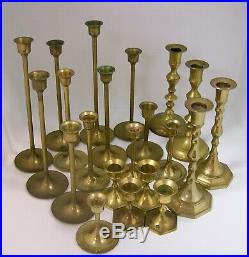 Lot of 21 Vintage Solid Brass Candlestick Mixed