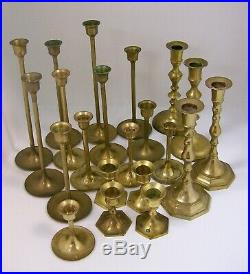 Lot of 21 Vintage Solid Brass Candlestick Mixed