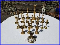 Lot of 22+ Vtg Brass Candlesticks with Mixed Styles, Sizes & SetsWedding Holiday