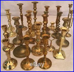 Lot of 23 Vintage Brass Tall Candlestick Candle Holders Wedding Lot Twenty Three