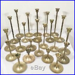 Lot of 23 Vintage Graduated Brass Candlestick Holders Home Holiday Wedding Decor