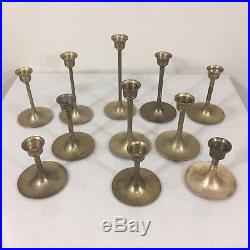 Lot of 23 Vintage Graduated Brass Candlestick Holders Home Holiday Wedding Decor