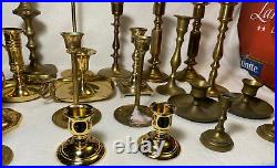 Lot of 24 Brass Candlesticks 2 1/4 to 9 7 are Pairs WEDDING Party Home