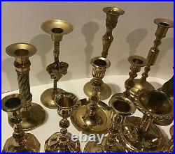 Lot of 24 Vintage Brass Candlestick & Candle Holders Wedding Twenty Four
