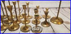 Lot of 25 Vintage Brass Tapered Graduated Candlesticks Holders Weddings Patina