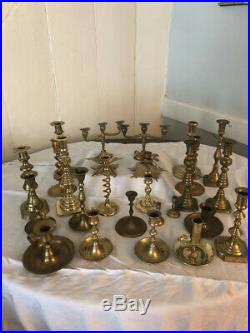 Lot of 26 Vintage Brass Candlesticks Candle Holders 7- 10