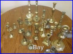 Lot of 27 Vintage Brass Candlestick & Candle Holders Wedding Gold Centerpiece