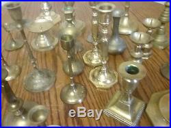 Lot of 27 Vintage Brass Candlestick & Candle Holders Wedding Gold Centerpiece