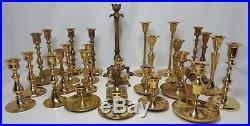 Lot of 28 Assorted Brass Candlesticks for Wedding Decorations 2.5-11