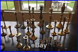 Lot of 28 Assorted Brass Candlesticks for Wedding Decorations 2.5-12 +