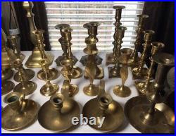Lot of 28 Vintage Brass Candlestick & Candle Holders Wedding Thirty Five