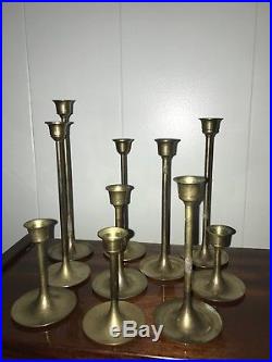 Lot of 30 Assorted Brass Candlesticks for Wedding Decorations 2.5-11