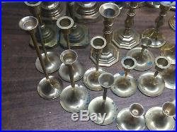 Lot of 30 Brass Candle Stick Holders Wedding Party Candlesticks 3 to 11 1/2