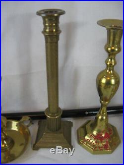 Lot of 30 Solid Brass Candlesticks, Holders, 2 Sconces and a Candelabra