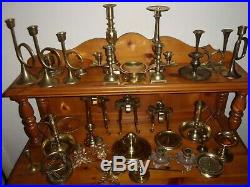 Lot of 33 Brass Candle Holders & 1 Suffer Wedding Reception Event Vintage