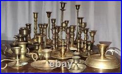 Lot of 34 Vintage Brass Candlestick Candle Holders, Wedding, Holiday Event Decor