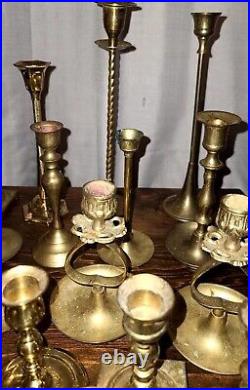 Lot of 34 Vintage Brass Candlestick Candle Holders, Wedding, Holiday Event Decor