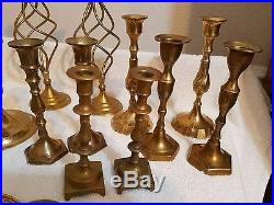 Lot of 34 Vintage Brass Candlestick Holders- Wedding Candle Decor Patina