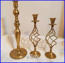 Lot of 34 Vintage Brass Candlestick Holders- Wedding Candle Decor Patina
