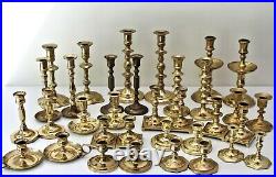 Lot of 34 vintage brass candlesticks ALL PAIRS wedding entertaining party