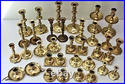 Lot of 34 vintage brass candlesticks ALL PAIRS wedding entertaining party