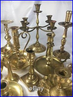 Lot of 35 Brass Candlestick Holders Wedding Decor Candle Holders Vintage Patina