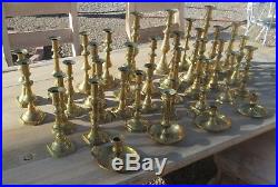 Lot of 36 TALL Tapered Brass Push Up Candlesticks Candle Holders Antique