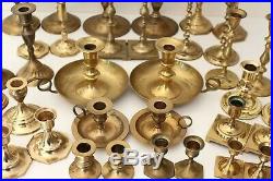 Lot of 36 vintage brass candlesticks ALL PAIRS aged patina wedding / holiday